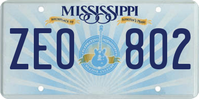 MS license plate ZEO802