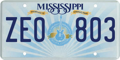 MS license plate ZEO803