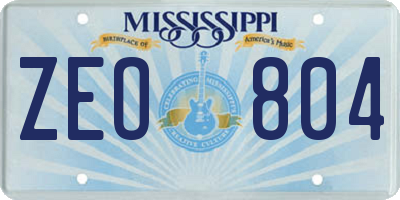 MS license plate ZEO804