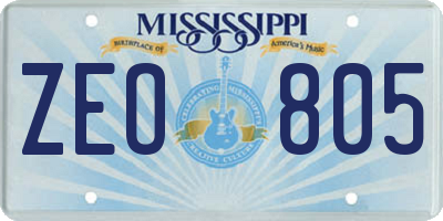 MS license plate ZEO805