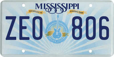 MS license plate ZEO806