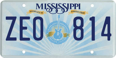 MS license plate ZEO814