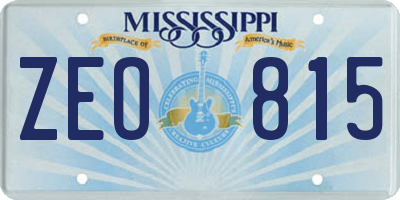 MS license plate ZEO815