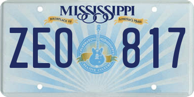MS license plate ZEO817
