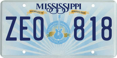 MS license plate ZEO818