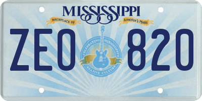 MS license plate ZEO820