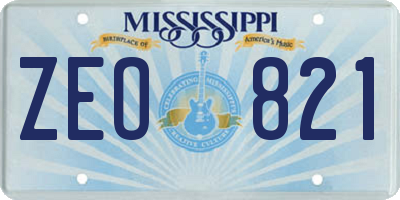 MS license plate ZEO821