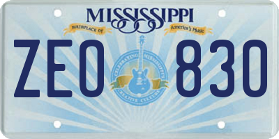 MS license plate ZEO830