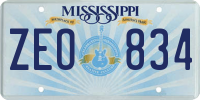 MS license plate ZEO834