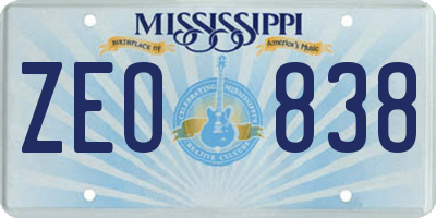 MS license plate ZEO838