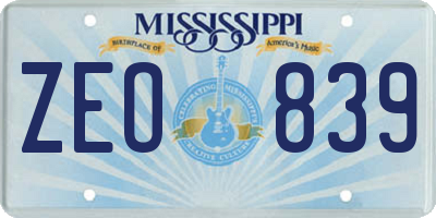 MS license plate ZEO839