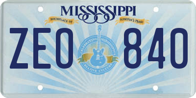 MS license plate ZEO840