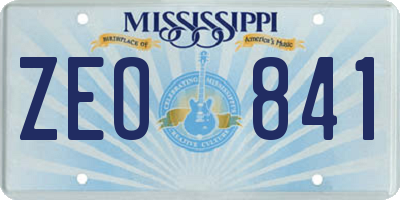 MS license plate ZEO841