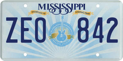 MS license plate ZEO842