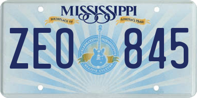 MS license plate ZEO845