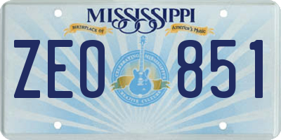 MS license plate ZEO851