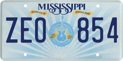 MS license plate ZEO854