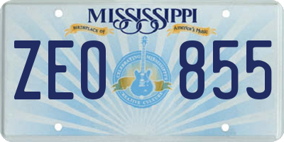 MS license plate ZEO855