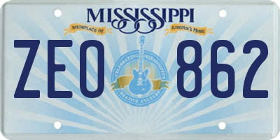 MS license plate ZEO862