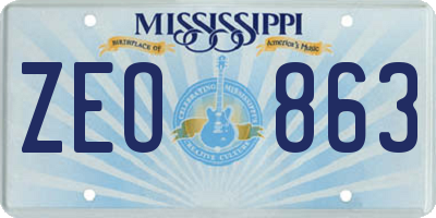 MS license plate ZEO863