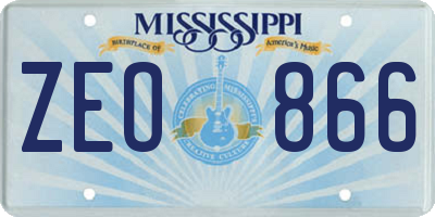 MS license plate ZEO866
