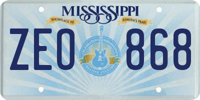 MS license plate ZEO868