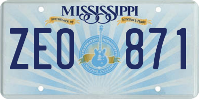 MS license plate ZEO871