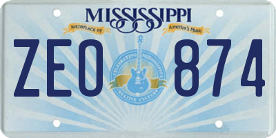 MS license plate ZEO874