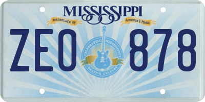 MS license plate ZEO878