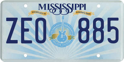 MS license plate ZEO885