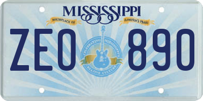 MS license plate ZEO890