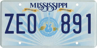 MS license plate ZEO891