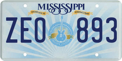 MS license plate ZEO893