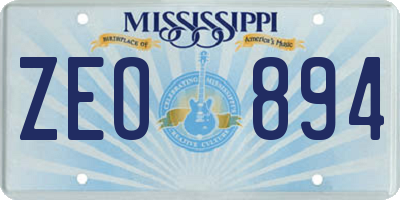 MS license plate ZEO894