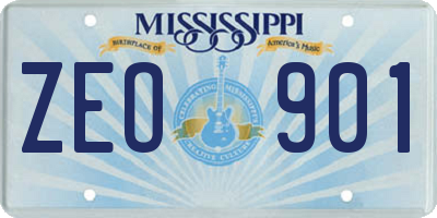 MS license plate ZEO901