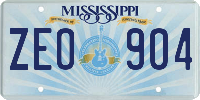 MS license plate ZEO904