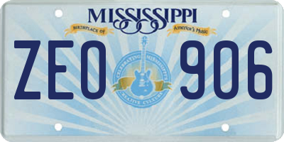MS license plate ZEO906