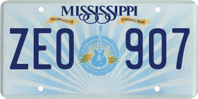 MS license plate ZEO907