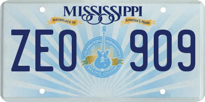 MS license plate ZEO909