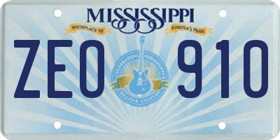 MS license plate ZEO910