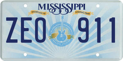 MS license plate ZEO911