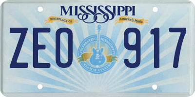 MS license plate ZEO917