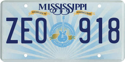 MS license plate ZEO918