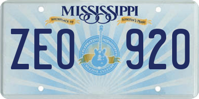 MS license plate ZEO920