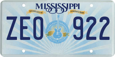 MS license plate ZEO922