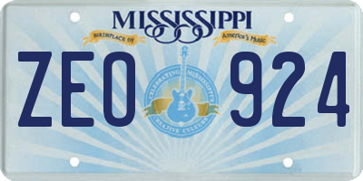 MS license plate ZEO924
