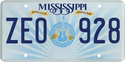 MS license plate ZEO928