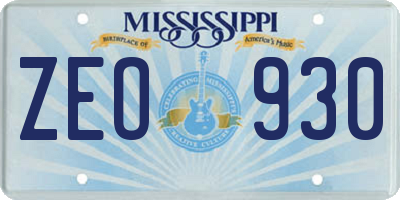 MS license plate ZEO930