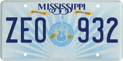MS license plate ZEO932