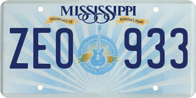 MS license plate ZEO933